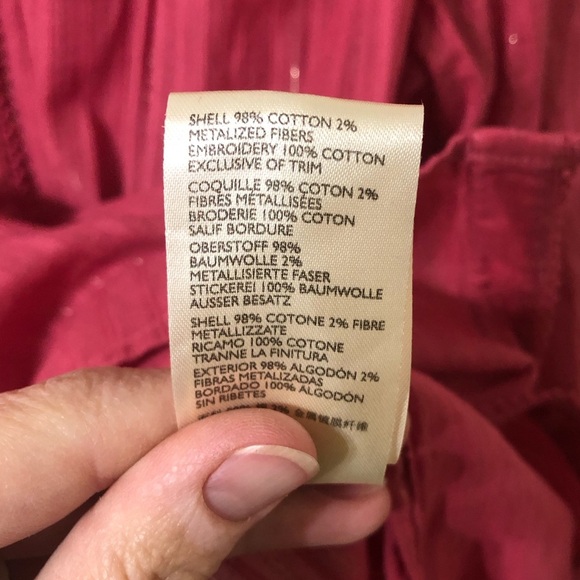 Pilcro Anthropologie The Victoria Shimmer Striped Blouse in Pink - Size 6 - Picture 7 of 7